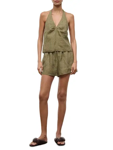 Staud Women's Paddle Striped Linen Shorts - Porto Stripe | Thumbnail 2 Staud Women's Paddle Striped Linen Shorts - Porto Stripe | Thumbnail 2
