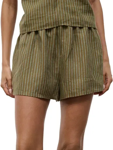 Staud Women's Paddle Striped Linen Shorts - Porto Stripe | Thumbnail 3 Staud Women's Paddle Striped Linen Shorts - Porto Stripe | Thumbnail 3