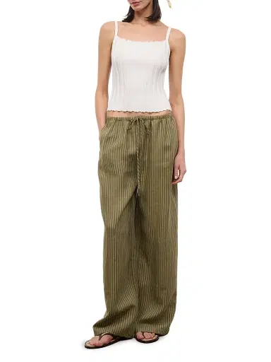 Staud Women's Mateo Striped Linen Wide-Leg Pants - Porto Stripe | Thumbnail 2 Staud Women's Mateo Striped Linen Wide-Leg Pants - Porto Stripe | Thumbnail 2