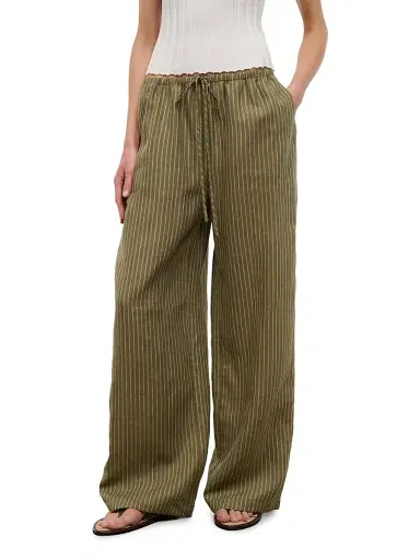Staud Women's Mateo Striped Linen Wide-Leg Pants - Porto Stripe | Thumbnail 3 Staud Women's Mateo Striped Linen Wide-Leg Pants - Porto Stripe | Thumbnail 3