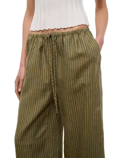 Staud Women's Mateo Striped Linen Wide-Leg Pants - Porto Stripe | Thumbnail 5 Staud Women's Mateo Striped Linen Wide-Leg Pants - Porto Stripe | Thumbnail 5