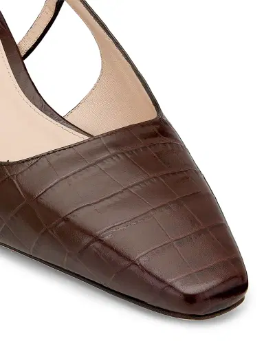 Stuart Weitzman Women's Baby Babette 40MM Croc-Embossed Leather Slingback Pumps - Walnut - Size 9 | Thumbnail 5 Stuart Weitzman Women's Baby Babette 40MM Croc-Embossed Leather Slingback Pumps - Walnut - Size 9 | Thumbnail 5