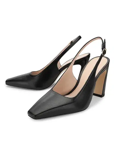 Stuart Weitzman Women's Stassi 85MM Leather Slingback Pumps - Black | Thumbnail 2 Stuart Weitzman Women's Stassi 85MM Leather Slingback Pumps - Black | Thumbnail 2