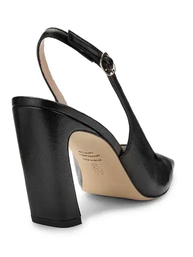 Stuart Weitzman Women's Stassi 85MM Leather Slingback Pumps - Black | Thumbnail 3 Stuart Weitzman Women's Stassi 85MM Leather Slingback Pumps - Black | Thumbnail 3