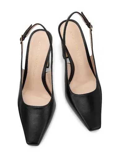 Stuart Weitzman Women's Stassi 85MM Leather Slingback Pumps - Black | Thumbnail 4 Stuart Weitzman Women's Stassi 85MM Leather Slingback Pumps - Black | Thumbnail 4