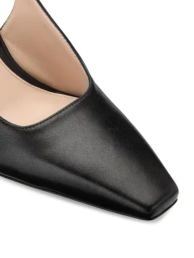 Stuart Weitzman Women's Stassi 85MM Leather Slingback Pumps - Black | Thumbnail 5 Stuart Weitzman Women's Stassi 85MM Leather Slingback Pumps - Black | Thumbnail 5
