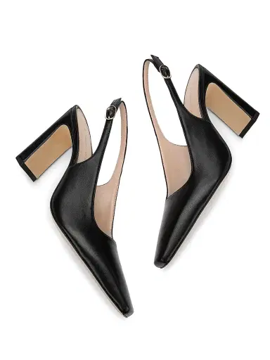 Stuart Weitzman Women's Stassi 85MM Leather Slingback Pumps - Black | Thumbnail 6 Stuart Weitzman Women's Stassi 85MM Leather Slingback Pumps - Black | Thumbnail 6