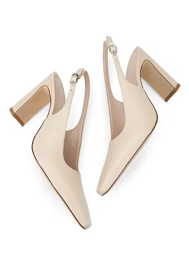 Stuart Weitzman Women's Stassi 85MM Leather Slingback Pumps - Linen - Size 9.5 | Thumbnail 6 Stuart Weitzman Women's Stassi 85MM Leather Slingback Pumps - Linen - Size 9.5 | Thumbnail 6