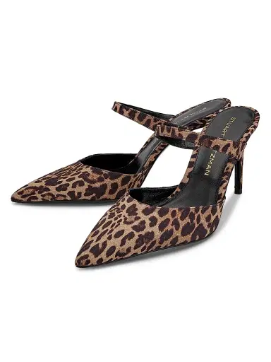 Stuart Weitzman Women's Stuart Power 85MM Leopard-Print Mules - Classic Lite | Thumbnail 2 Stuart Weitzman Women's Stuart Power 85MM Leopard-Print Mules - Classic Lite | Thumbnail 2
