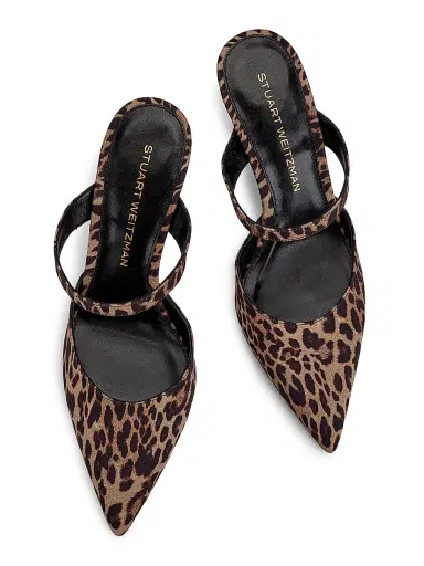 Stuart Weitzman Women's Stuart Power 85MM Leopard-Print Mules - Classic Lite | Thumbnail 4 Stuart Weitzman Women's Stuart Power 85MM Leopard-Print Mules - Classic Lite | Thumbnail 4