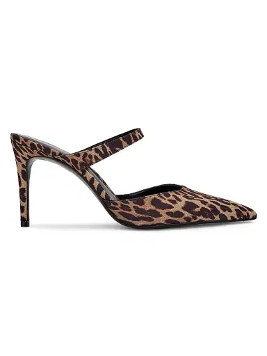 Stuart Weitzman Women's Stuart Power 85MM Leopard-Print Mules - Classic Lite | Thumbnail 1 Stuart Weitzman Women's Stuart Power 85MM Leopard-Print Mules - Classic Lite | Thumbnail 1