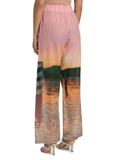 Silvia Tcherassi Women's Nerea Printed Cotton Wide-Leg Pants - Blush Horizon - Size Large | Thumbnail 5 Silvia Tcherassi Women's Nerea Printed Cotton Wide-Leg Pants - Blush Horizon - Size Large | Thumbnail 5