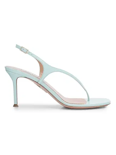 Aquazzura Women's Bikini 75MM Leather Thong Sandals - Seabreeze | Thumbnail 1 Aquazzura Women's Bikini 75MM Leather Thong Sandals - Seabreeze | Thumbnail 1
