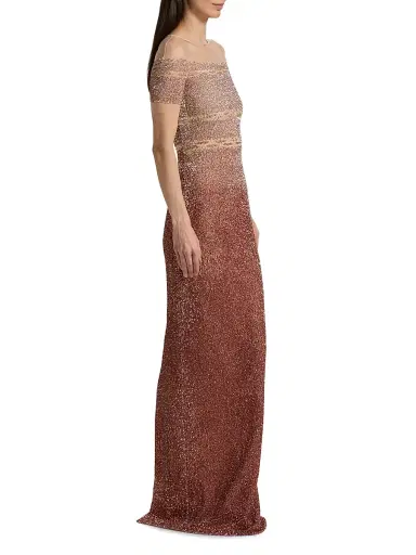 PAMELLA ROLAND Women's Ombré Sequined Tulle Column Gown - Copper Multi - Size 8 | Thumbnail 4 PAMELLA ROLAND Women's Ombré Sequined Tulle Column Gown - Copper Multi - Size 8 | Thumbnail 4