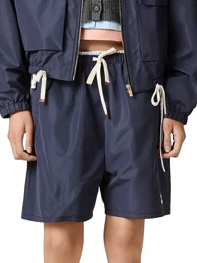 Miu Miu Women's Technical Fabric Bermuda Shorts - Blue | Thumbnail 2 Miu Miu Women's Technical Fabric Bermuda Shorts - Blue | Thumbnail 2