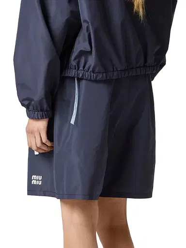 Miu Miu Women's Technical Fabric Bermuda Shorts - Blue | Thumbnail 4 Miu Miu Women's Technical Fabric Bermuda Shorts - Blue | Thumbnail 4