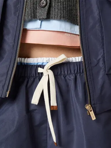 Miu Miu Women's Technical Fabric Bermuda Shorts - Blue | Thumbnail 5 Miu Miu Women's Technical Fabric Bermuda Shorts - Blue | Thumbnail 5