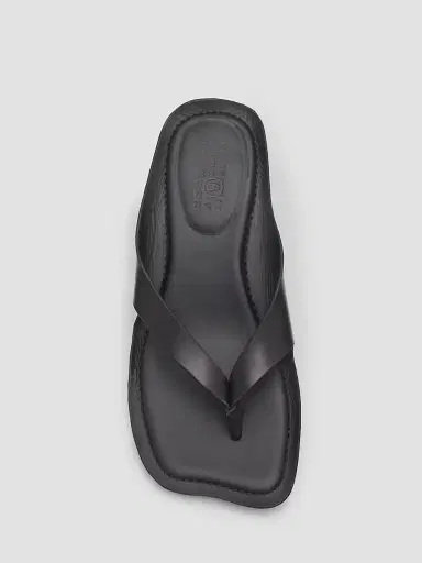MM6 MAISON MARGIELA Women's 60MM Square-Toe Leather Block-Heel Sandals - Black | Thumbnail 3 MM6 MAISON MARGIELA Women's 60MM Square-Toe Leather Block-Heel Sandals - Black | Thumbnail 3