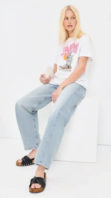 Ganni Cotton Western Zebra Boot Tee Bright White L | Thumbnail 5 Ganni Cotton Western Zebra Boot Tee Bright White L | Thumbnail 5