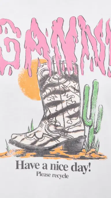 Ganni Cotton Western Zebra Boot Tee Bright White L | Thumbnail 6 Ganni Cotton Western Zebra Boot Tee Bright White L | Thumbnail 6