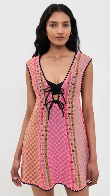 Free People Amalfi Twist Mini Dress Pink Pop Combo | Thumbnail 2 Free People Amalfi Twist Mini Dress Pink Pop Combo | Thumbnail 2