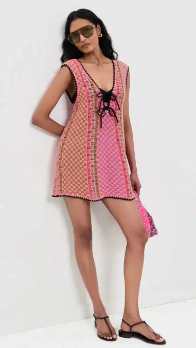 Free People Amalfi Twist Mini Dress Pink Pop Combo | Thumbnail 5 Free People Amalfi Twist Mini Dress Pink Pop Combo | Thumbnail 5