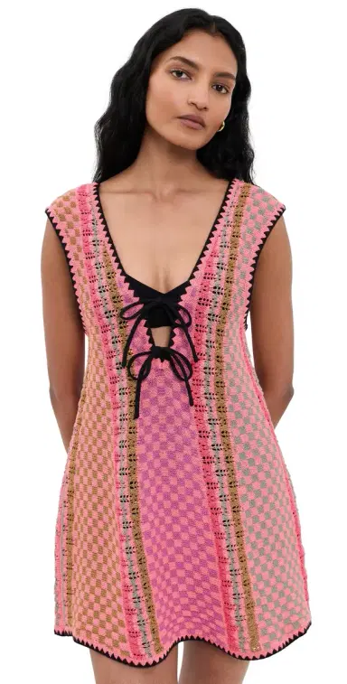 Free People Amalfi Twist Mini Dress Pink Pop Combo | Thumbnail 1 Free People Amalfi Twist Mini Dress Pink Pop Combo | Thumbnail 1