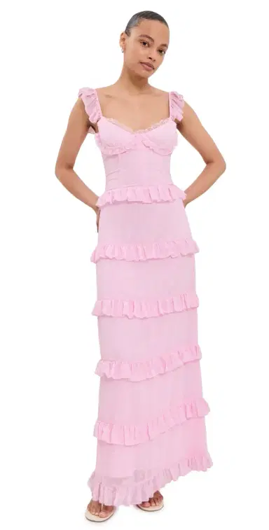 Runaway the Label elvina Maxi Dress Pink Polka Dot | Thumbnail 1 Runaway the Label elvina Maxi Dress Pink Polka Dot | Thumbnail 1