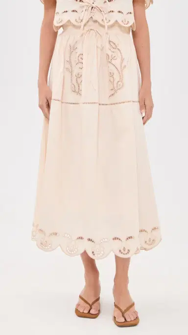 Moon River Eyelet Detail Skirt Cream | Thumbnail 2 Moon River Eyelet Detail Skirt Cream | Thumbnail 2