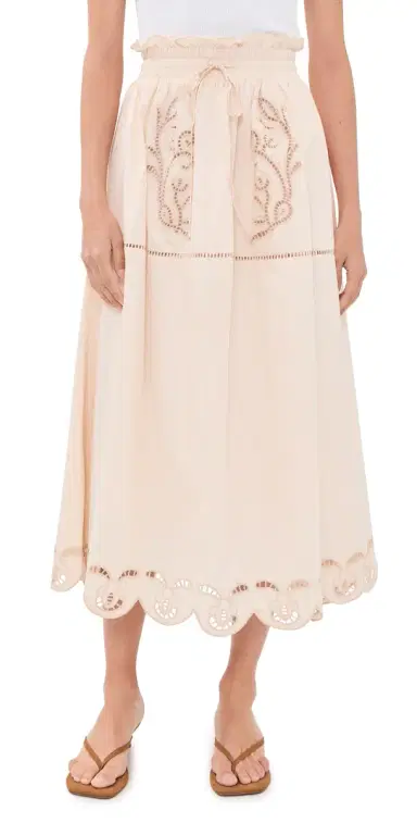 Moon River Eyelet Detail Skirt Cream | Thumbnail 1 Moon River Eyelet Detail Skirt Cream | Thumbnail 1