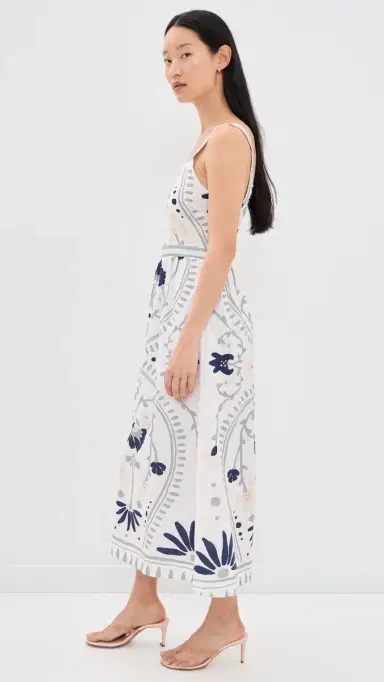 Cleobella Carmen Midi Dress Liliana Blue Surf Print | Thumbnail 4 Cleobella Carmen Midi Dress Liliana Blue Surf Print | Thumbnail 4
