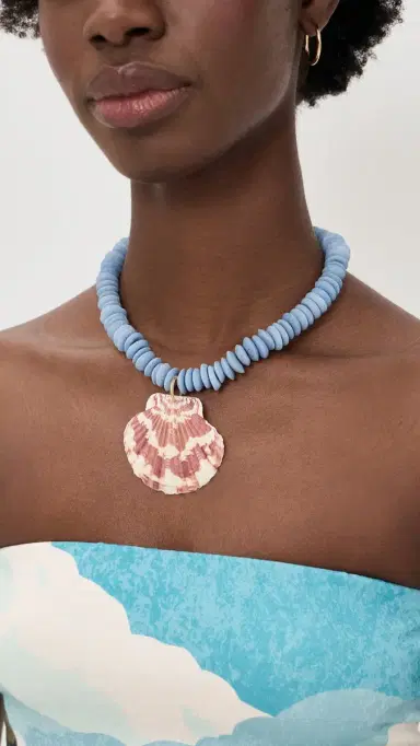 Logan Tay Carolina Blue Shell Necklace Blue One Size | Thumbnail 3 Logan Tay Carolina Blue Shell Necklace Blue One Size | Thumbnail 3
