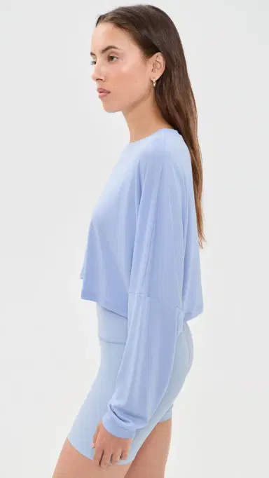 Beyond Yoga Studio Luxe Cropped Tee Pastel Periwinkle M | Thumbnail 4 Beyond Yoga Studio Luxe Cropped Tee Pastel Periwinkle M | Thumbnail 4