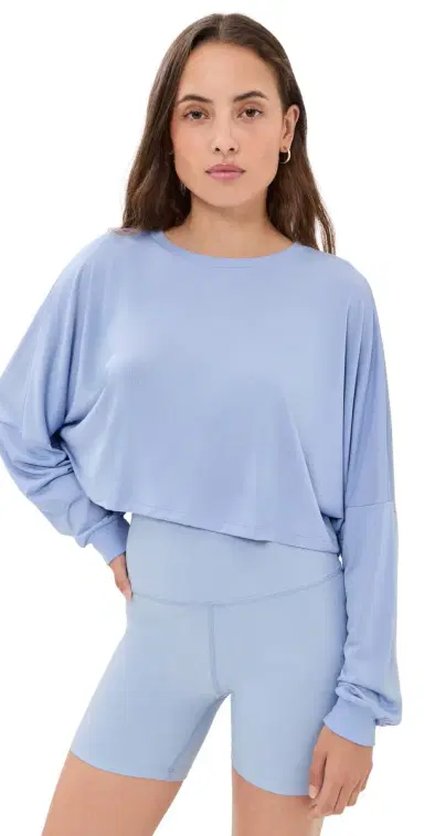 Beyond Yoga Studio Luxe Cropped Tee Pastel Periwinkle M | Thumbnail 1 Beyond Yoga Studio Luxe Cropped Tee Pastel Periwinkle M | Thumbnail 1