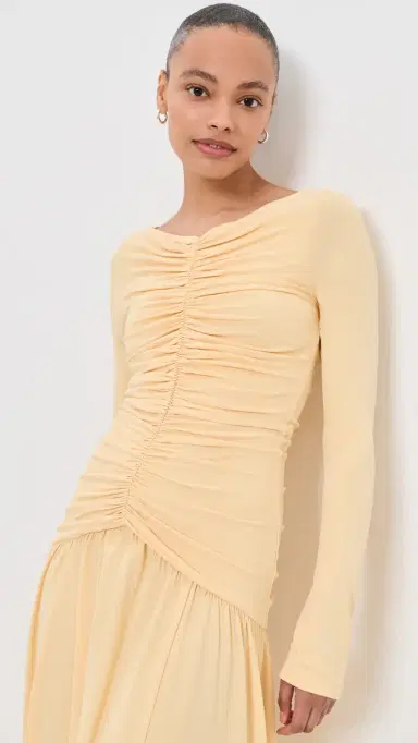 La Ligne Ruched Maxi Dress Pale Yellow | Thumbnail 2 La Ligne Ruched Maxi Dress Pale Yellow | Thumbnail 2