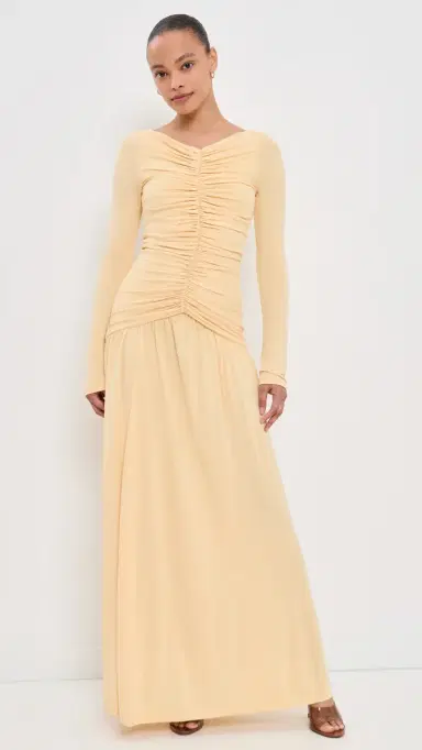 La Ligne Ruched Maxi Dress Pale Yellow | Thumbnail 3 La Ligne Ruched Maxi Dress Pale Yellow | Thumbnail 3