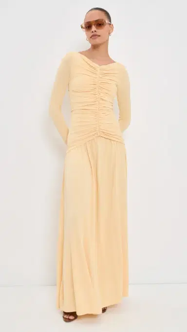 La Ligne Ruched Maxi Dress Pale Yellow | Thumbnail 6 La Ligne Ruched Maxi Dress Pale Yellow | Thumbnail 6