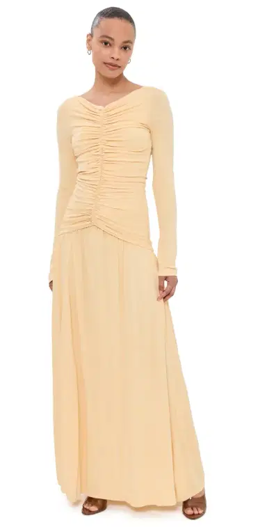La Ligne Ruched Maxi Dress Pale Yellow | Thumbnail 1 La Ligne Ruched Maxi Dress Pale Yellow | Thumbnail 1