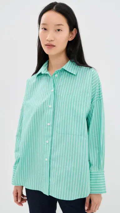 Secular Brady Button Down Shirt Turquoise tripe | Thumbnail 2 Secular Brady Button Down Shirt Turquoise tripe | Thumbnail 2