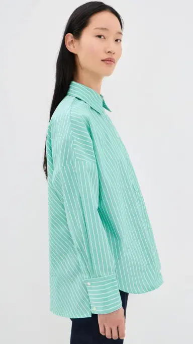 Secular Brady Button Down Shirt Turquoise tripe | Thumbnail 4 Secular Brady Button Down Shirt Turquoise tripe | Thumbnail 4