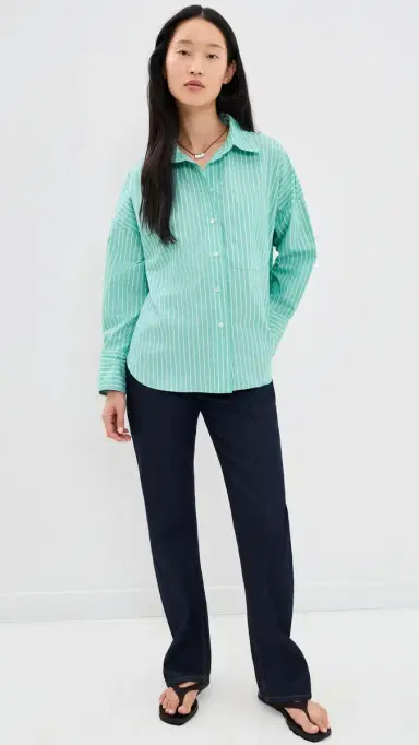 Secular Brady Button Down Shirt Turquoise tripe | Thumbnail 5 Secular Brady Button Down Shirt Turquoise tripe | Thumbnail 5