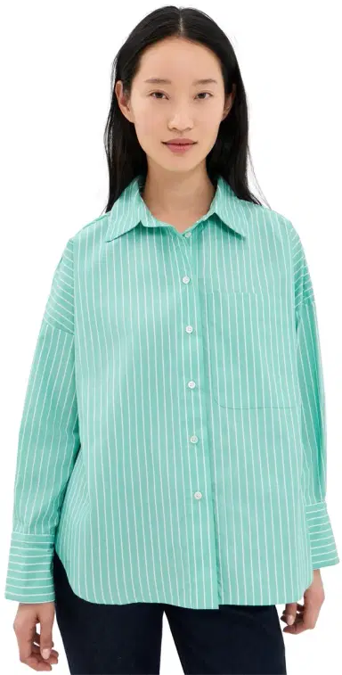 Secular Brady Button Down Shirt Turquoise tripe | Thumbnail 1 Secular Brady Button Down Shirt Turquoise tripe | Thumbnail 1