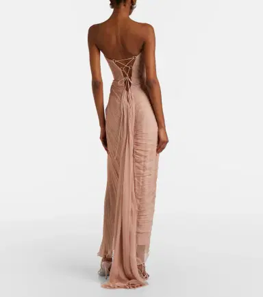 Maria Lucia Hohan Ananda pleated silk muslin bustier gown | Thumbnail 4 Maria Lucia Hohan Ananda pleated silk muslin bustier gown | Thumbnail 4