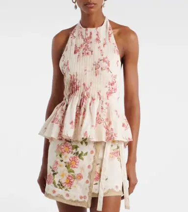 Agua by Agua Bendita Caña floral pleated linen top | Thumbnail 3 Agua by Agua Bendita Caña floral pleated linen top | Thumbnail 3