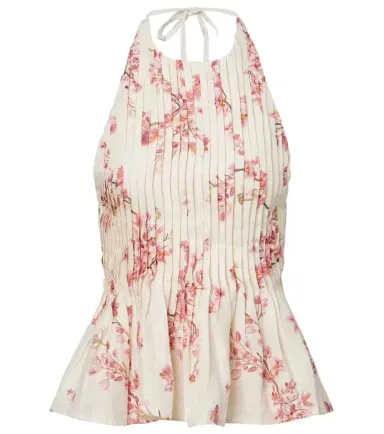 Agua by Agua Bendita Caña floral pleated linen top | Thumbnail 1 Agua by Agua Bendita Caña floral pleated linen top | Thumbnail 1