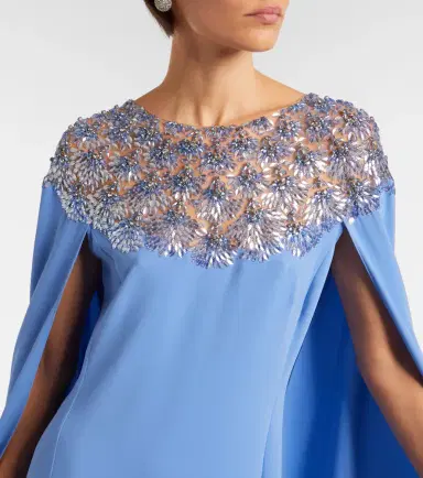 Oscar de la Renta Embellished caped silk-blend gown | Thumbnail 2 Oscar de la Renta Embellished caped silk-blend gown | Thumbnail 2
