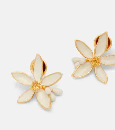 Oscar de la Renta Orange Blossom enamel earrings | Thumbnail 3 Oscar de la Renta Orange Blossom enamel earrings | Thumbnail 3