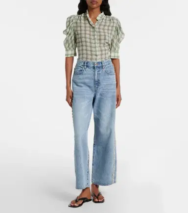 Frame Crochet Bow cropped wide-leg jeans | Thumbnail 4 Frame Crochet Bow cropped wide-leg jeans | Thumbnail 4
