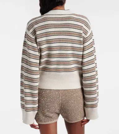 Brunello Cucinelli Striped cotton-blend cardigan | Thumbnail 2 Brunello Cucinelli Striped cotton-blend cardigan | Thumbnail 2
