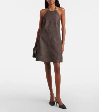 Brunello Cucinelli Halterneck open-back cotton minidress | Thumbnail 2 Brunello Cucinelli Halterneck open-back cotton minidress | Thumbnail 2